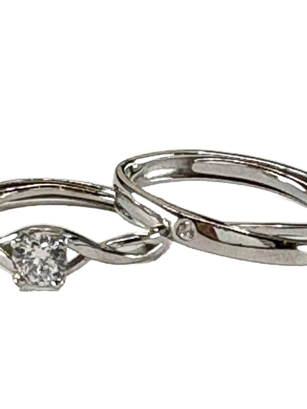 Solid 925 Sterling Silver Matching Couple Rings Set Adjustable His & Her
